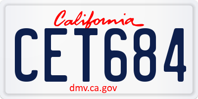 CA license plate CET684