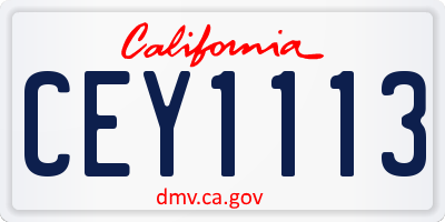 CA license plate CEY1113