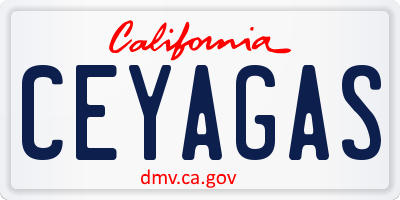 CA license plate CEYAGAS