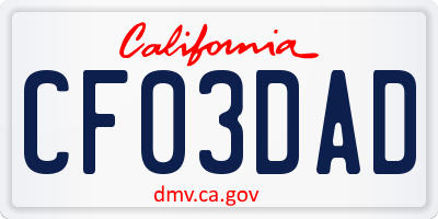 CA license plate CF03DAD