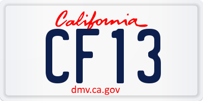 CA license plate CF13