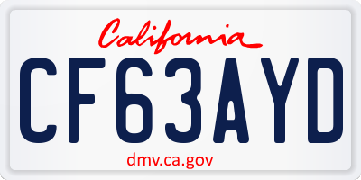 CA license plate CF63AYD