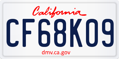 CA license plate CF68K09