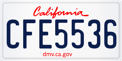 CA license plate CFE5536