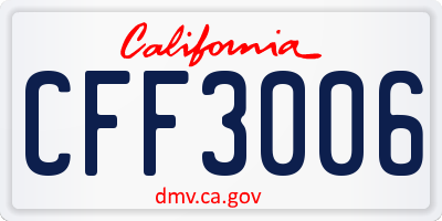 CA license plate CFF3006