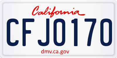 CA license plate CFJ0170