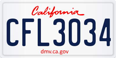 CA license plate CFL3034