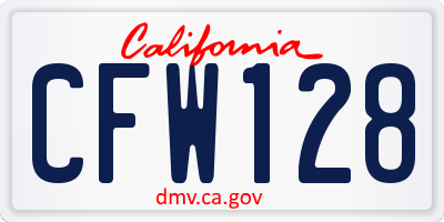 CA license plate CFW128