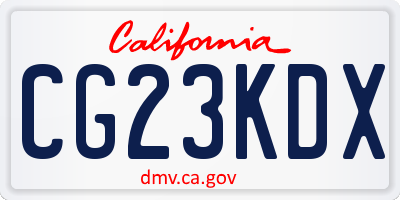 CA license plate CG23KDX