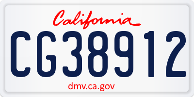 CA license plate CG38912