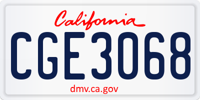 CA license plate CGE3068