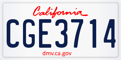 CA license plate CGE3714