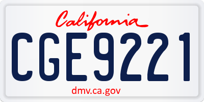 CA license plate CGE9221