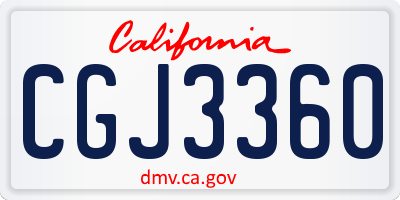 CA license plate CGJ3360