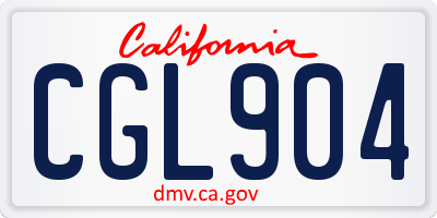 CA license plate CGL904