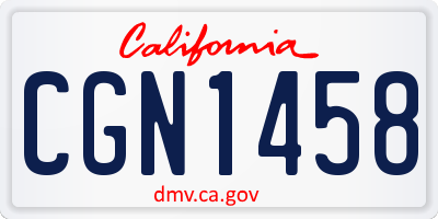 CA license plate CGN1458