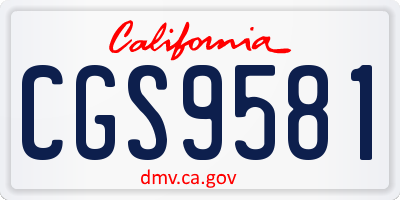 CA license plate CGS9581