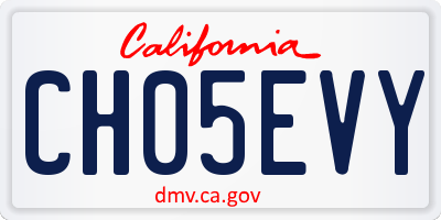 CA license plate CH05EVY