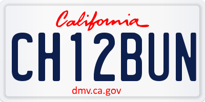 CA license plate CH12BUN