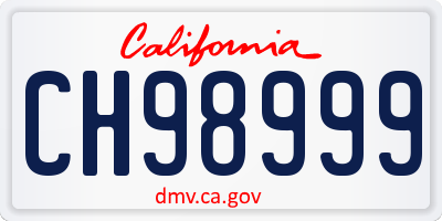 CA license plate CH98999