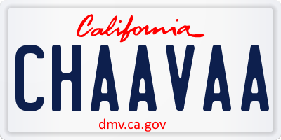 CA license plate CHAAVAA