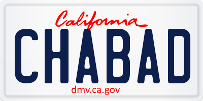 CA license plate CHABAD