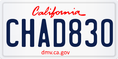 CA license plate CHAD83O