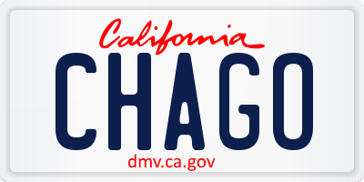 CA license plate CHAGO