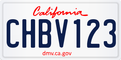 CA license plate CHBV123