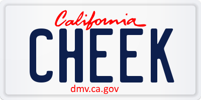 CA license plate CHEEK