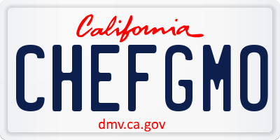 CA license plate CHEFGMO