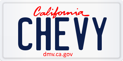 CA license plate CHEVY