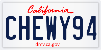 CA license plate CHEWY94