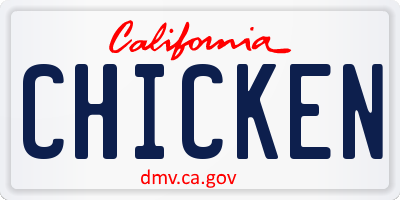 CA license plate CHICKEN