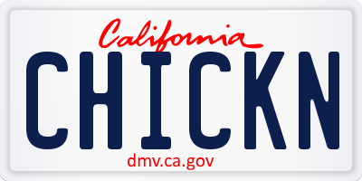 CA license plate CHICKN