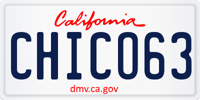 CA license plate CHICO63