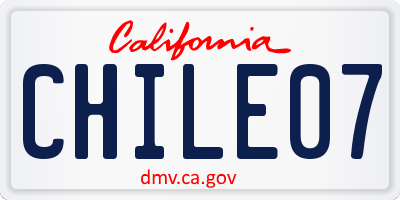 CA license plate CHILE07