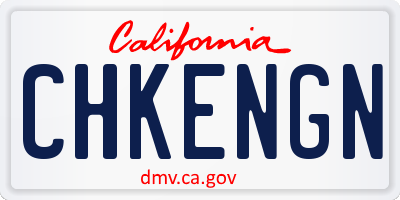 CA license plate CHKENGN