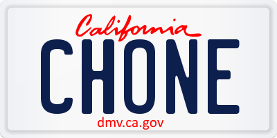 CA license plate CHONE