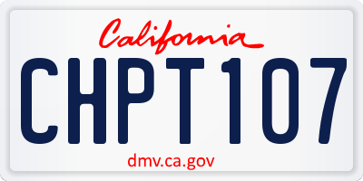 CA license plate CHPT107