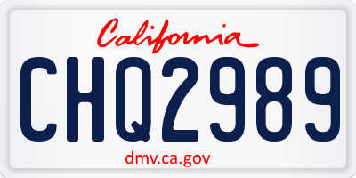 CA license plate CHQ2989