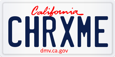 CA license plate CHRXME