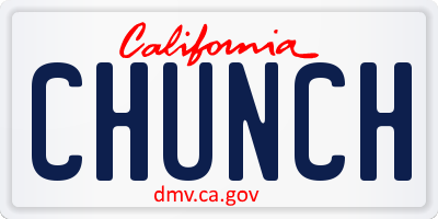 CA license plate CHUNCH