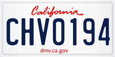 CA license plate CHV0194