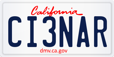 CA license plate CI3NAR