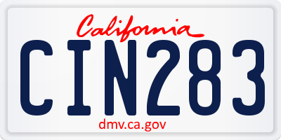 CA license plate CIN283