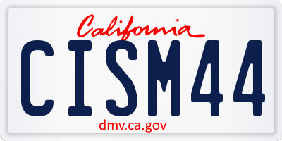 CA license plate CISM44