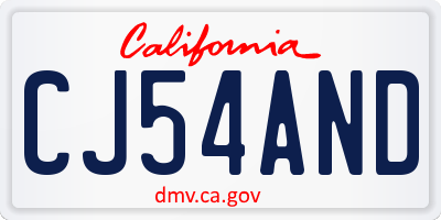 CA license plate CJ54AND