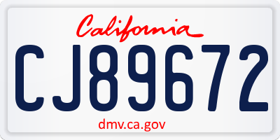 CA license plate CJ89672