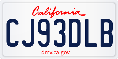 CA license plate CJ93DLB